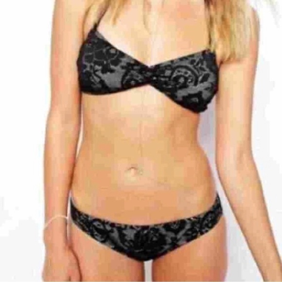 ASOS mesh Bikini Small black bandeau & bottoms - Picture 6 of 9